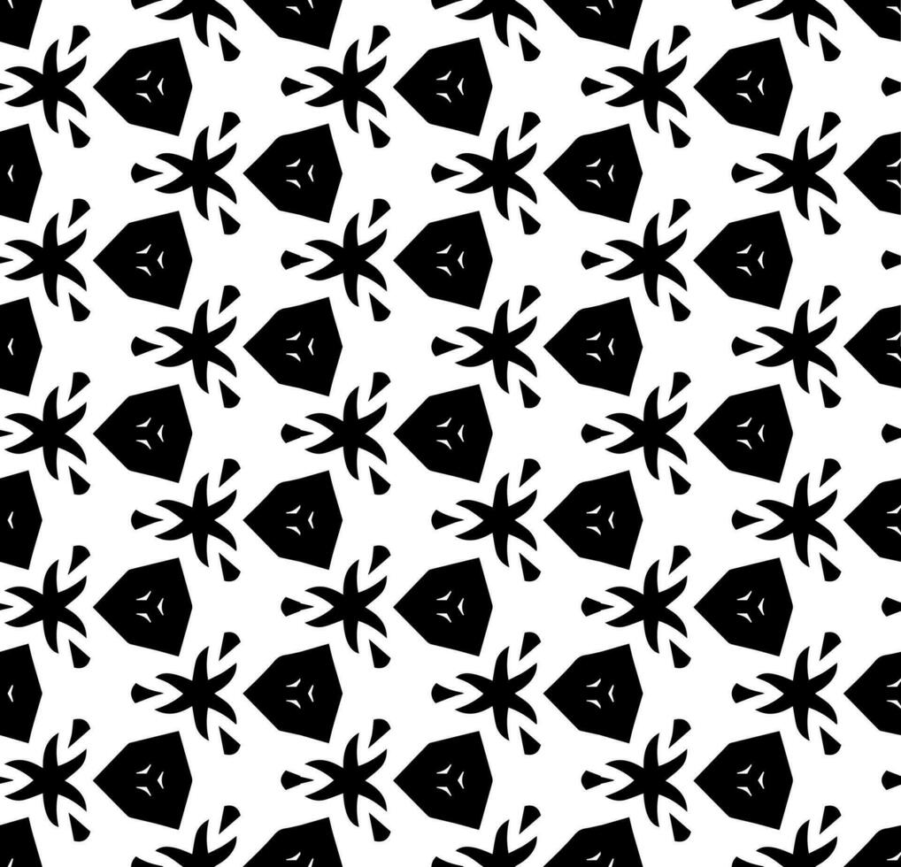 motif abstrait sans couture noir et blanc. arrière-plan et toile de fond. conception ornementale en niveaux de gris. ornements en mosaïque. illustration graphique vectorielle. vecteur