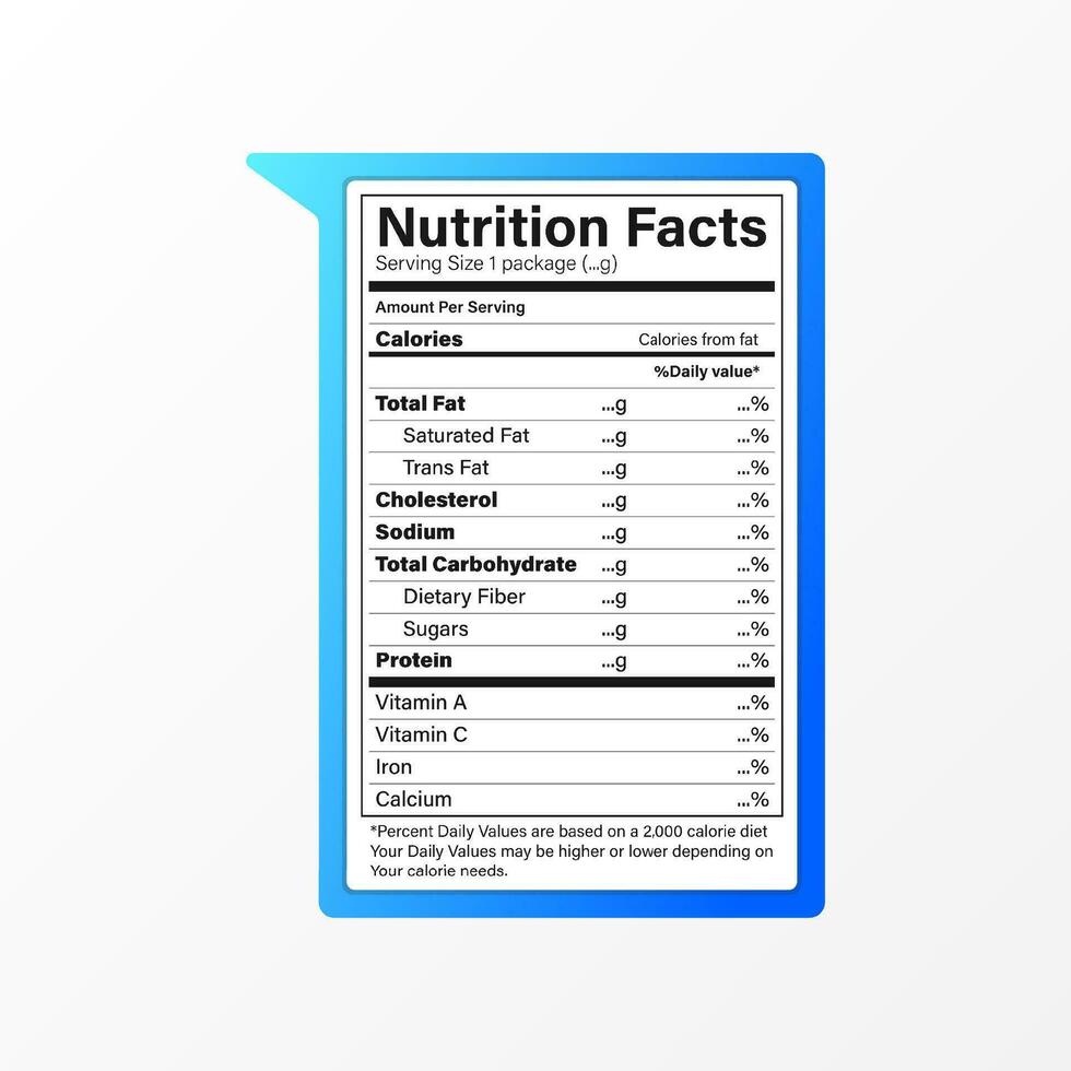 nutrition les faits étiquette isolé avec blanc Contexte vecteur