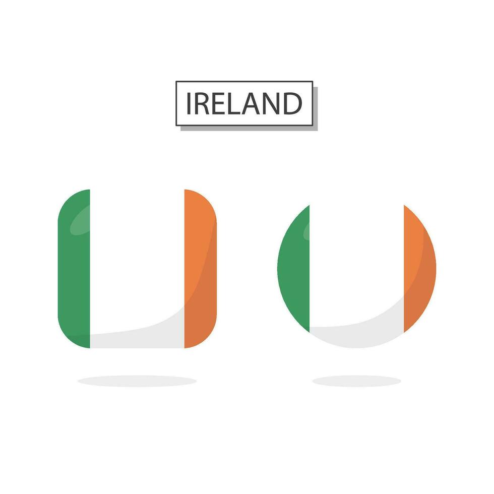 drapeau de Irlande 2 formes icône 3d dessin animé style. vecteur