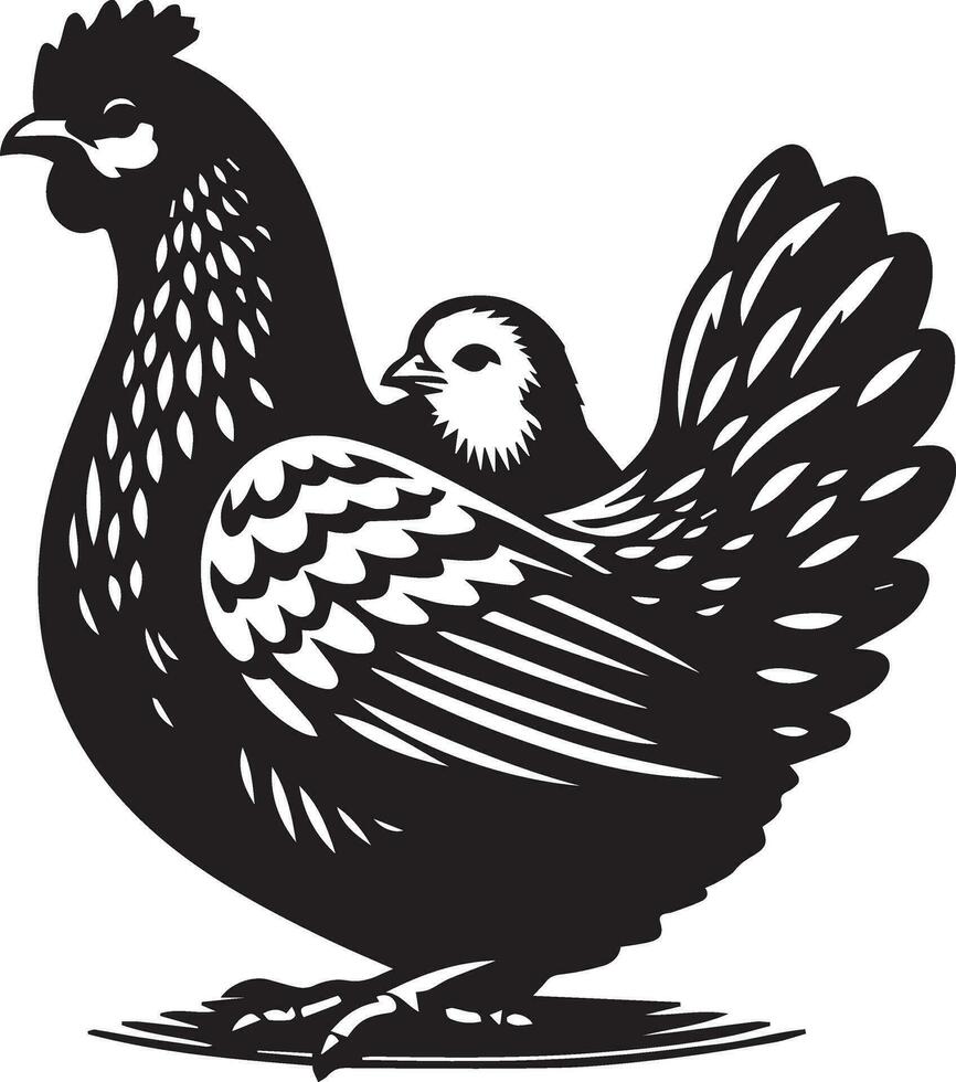 poulet vecteur silhouette avec lionceau vecteur