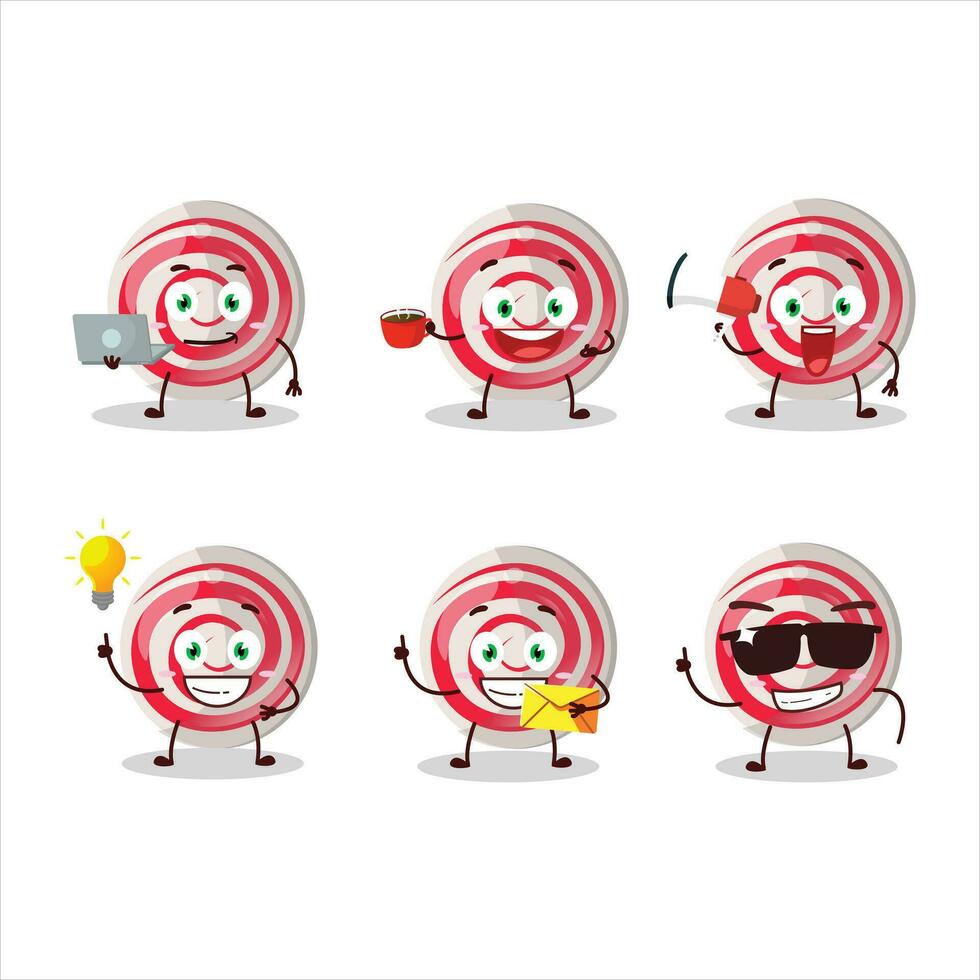 spirale blanc bonbons dessin animé personnage avec divers les types de affaires émoticônes vecteur