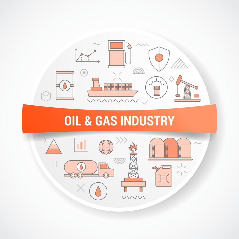concept de l'industrie pétrolière et gazière avec icône concept avec rond ou cercle vecteur