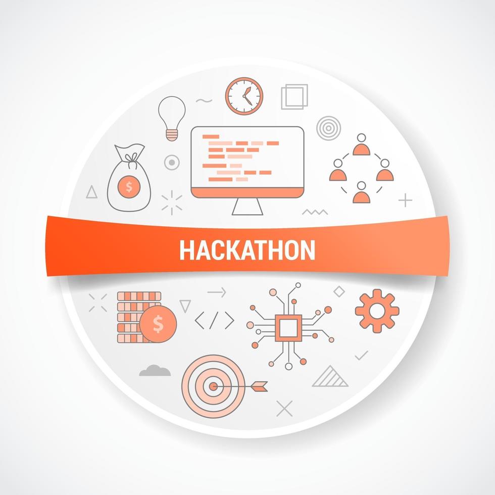 concept de travail d'entreprise hackathon avec concept d'icône vecteur