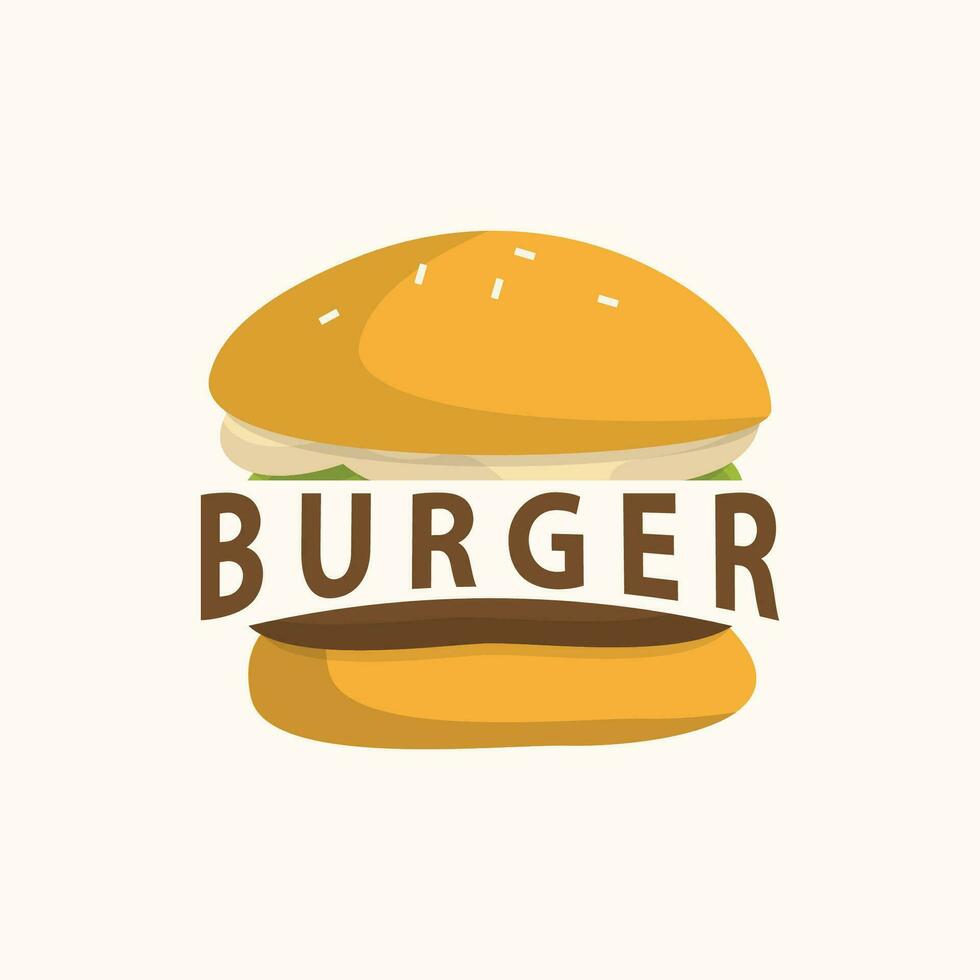 Burger logo, vecteur pain, Viande et légume vite nourriture illustration conception