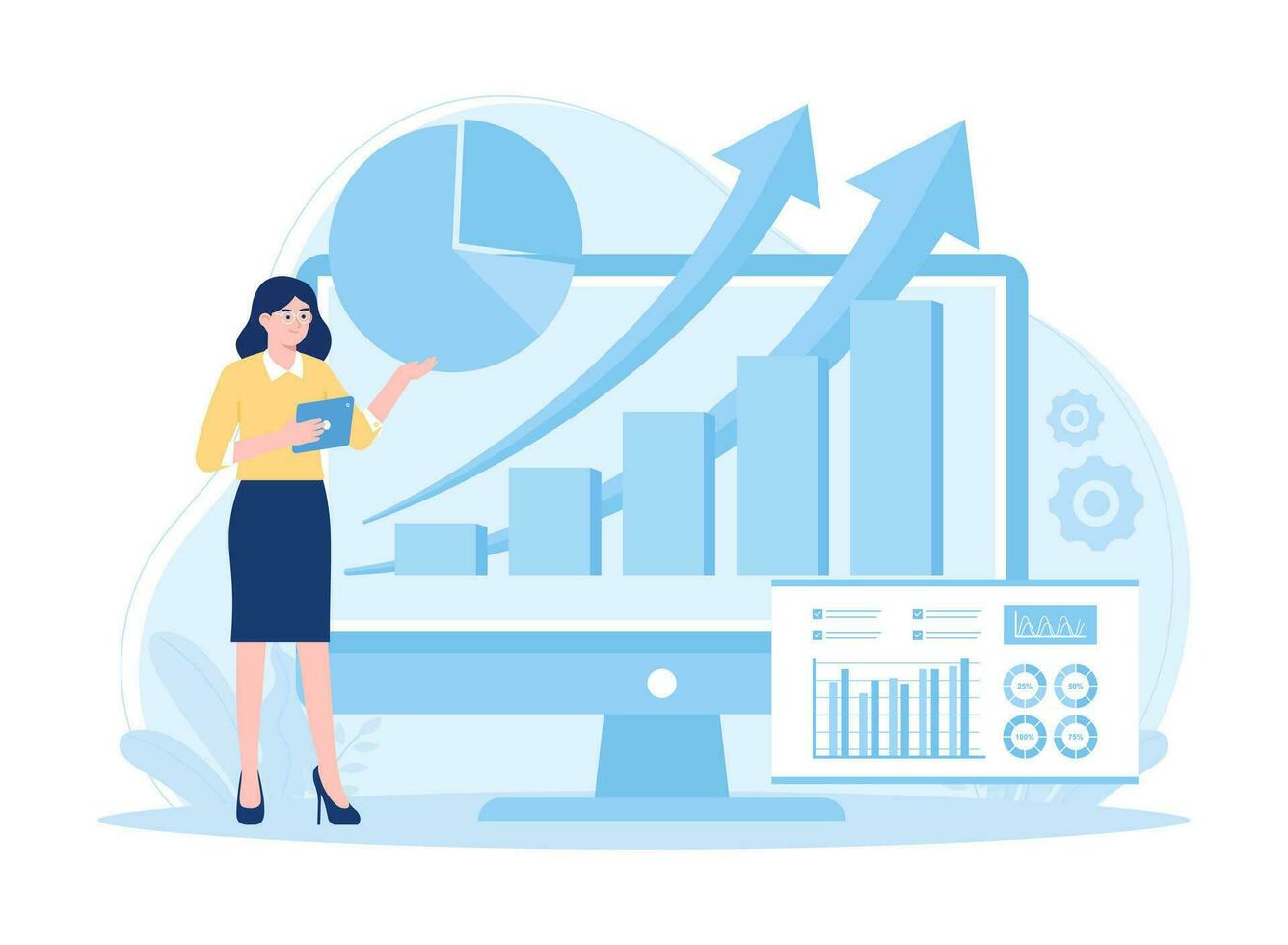 analyser graphique statistiques concept plat illustration vecteur