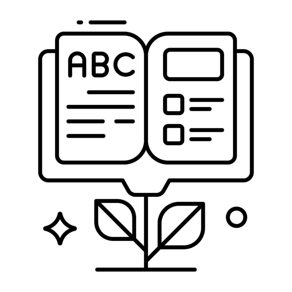 icône de conception modifiable de livre écologique vecteur