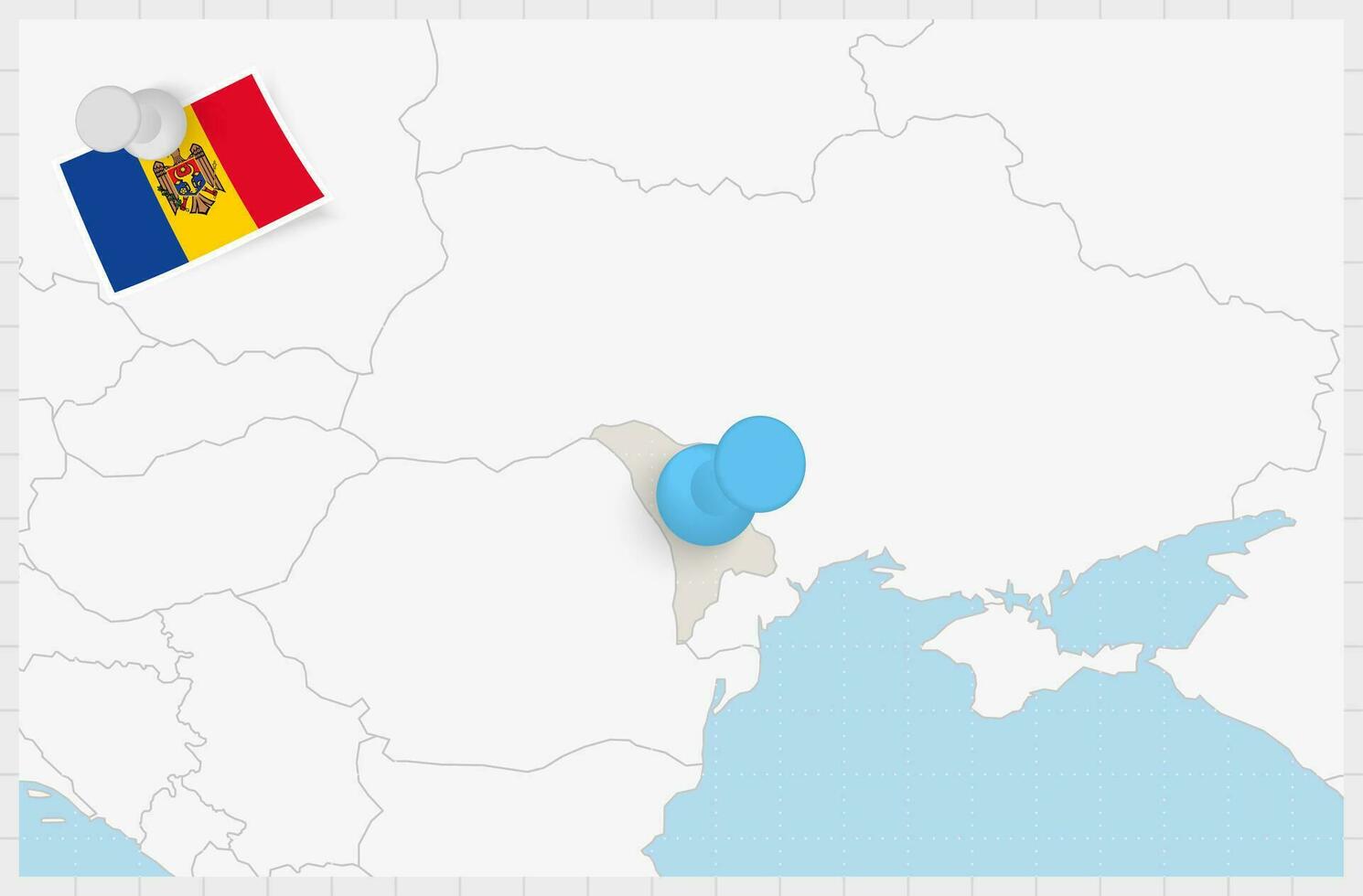 carte de Moldavie avec une épinglé bleu broche. épinglé drapeau de moldavie. vecteur