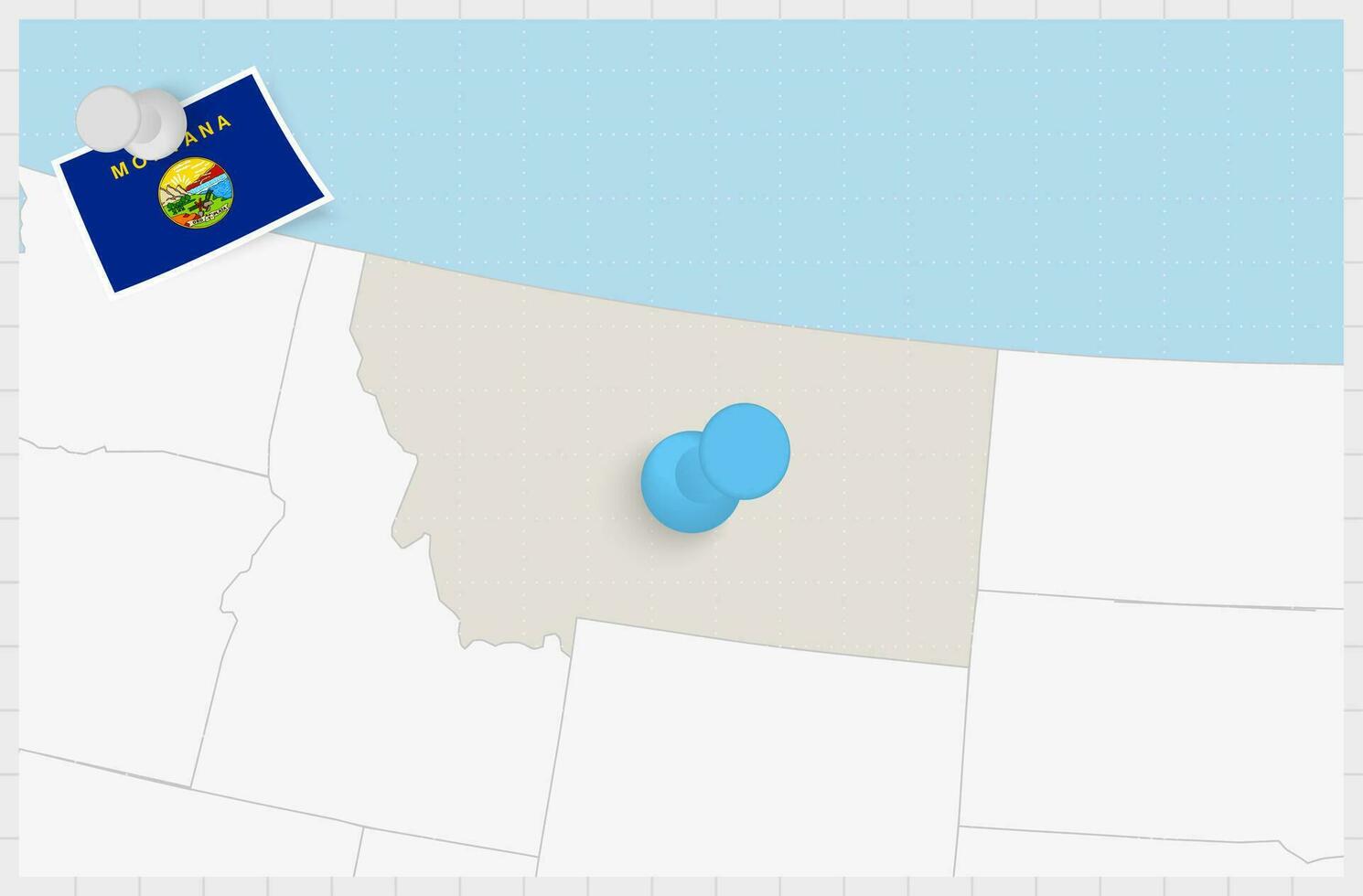 carte de Montana avec une épinglé bleu broche. épinglé drapeau de Montana. vecteur
