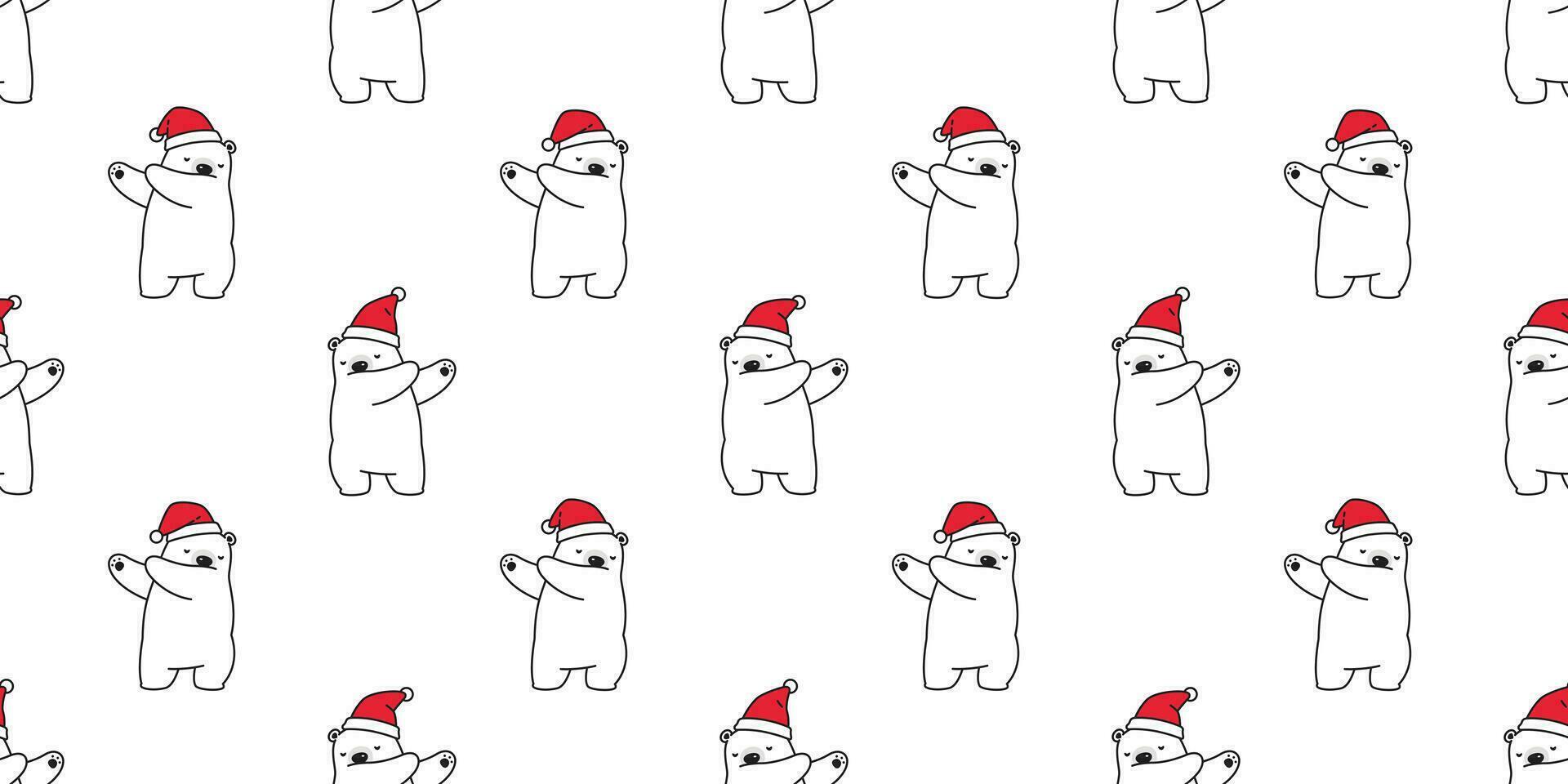 ours sans couture modèle Noël vecteur touche Danse Père Noël claus chapeau écharpe isolé dessin animé répéter fond d'écran tuile Contexte illustration griffonnage conception