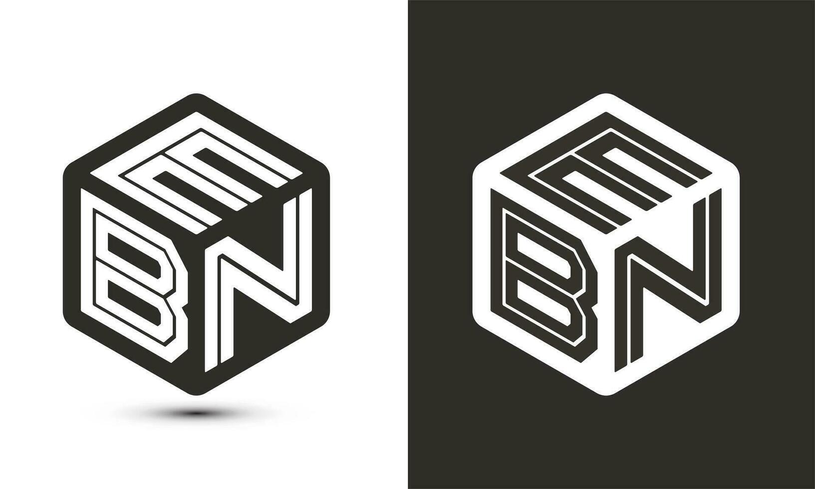 ebn lettre logo conception avec illustrateur cube logo, vecteur logo moderne alphabet Police de caractère chevauchement style.