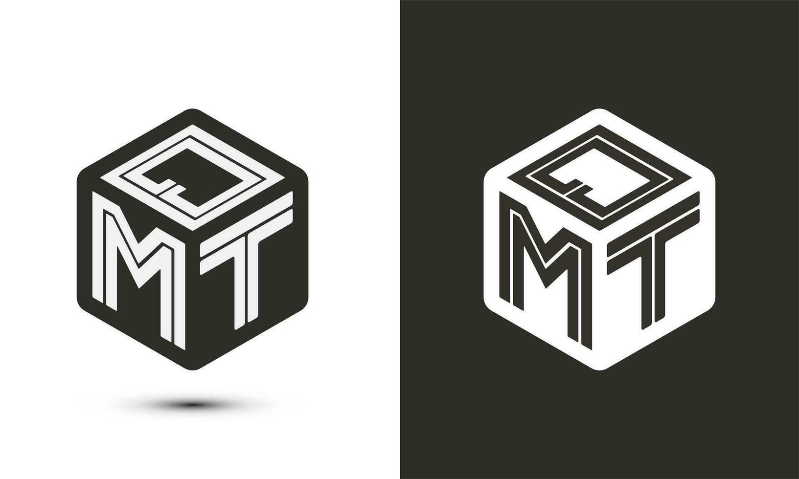 qmt lettre logo conception avec illustrateur cube logo, vecteur logo moderne alphabet Police de caractère chevauchement style.