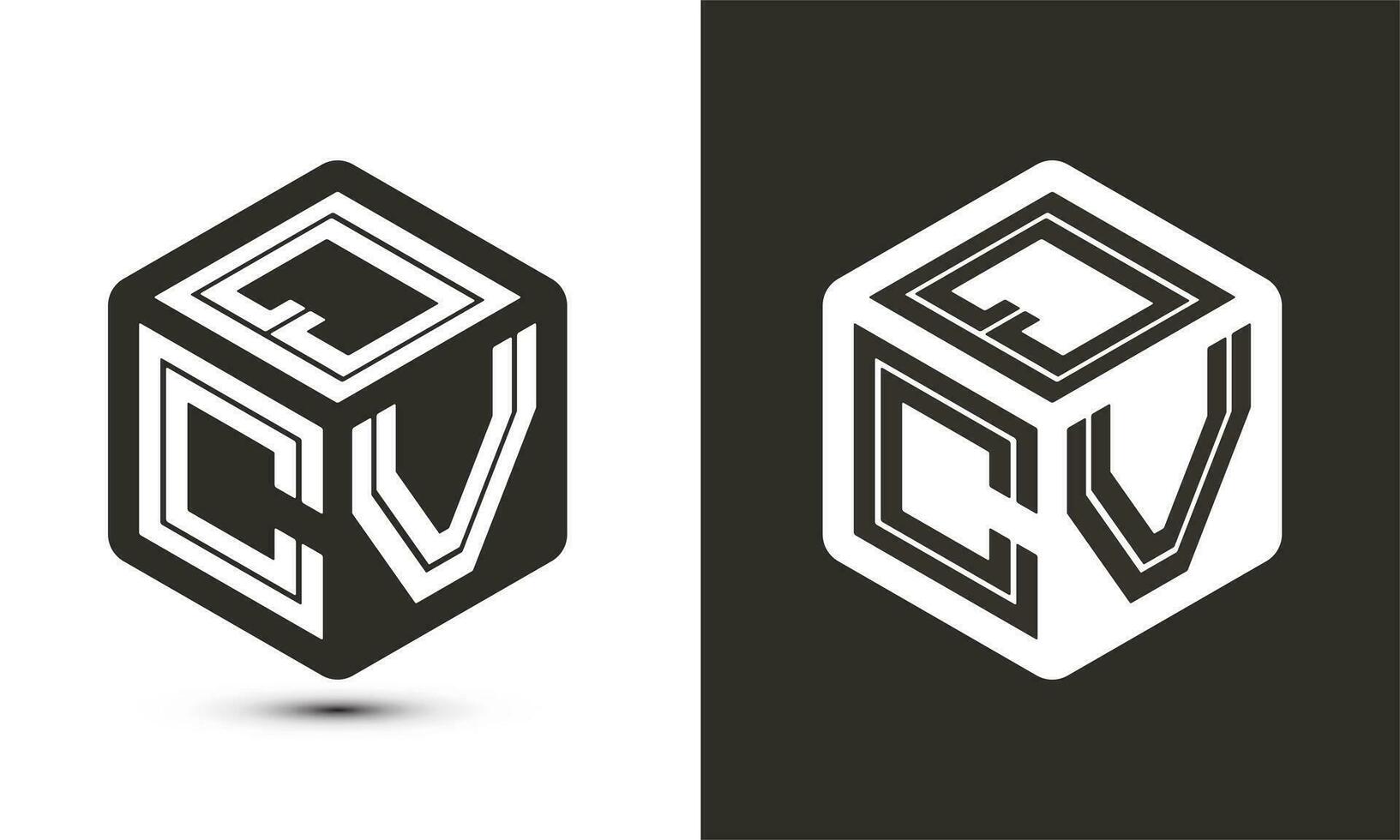 QCV lettre logo conception avec illustrateur cube logo, vecteur logo moderne alphabet Police de caractère chevauchement style.