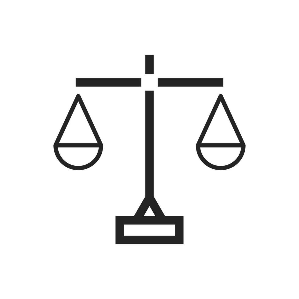 Justice loi échelle icône, jugement et Châtiment symbole, Justice et judiciaire signe, mécanique vieux Balance équilibre ligne icône, loi raffermir égal droits règles vecteur illustration