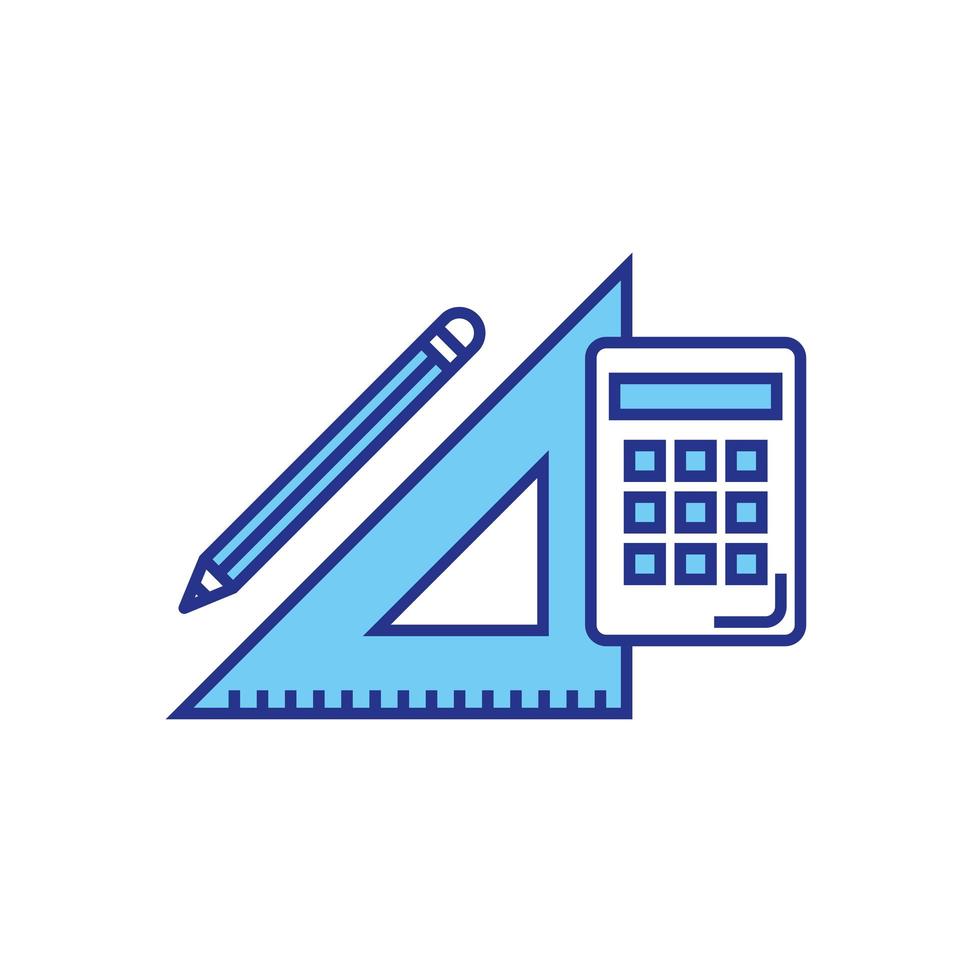 Règle de calculatrice isolée et conception de vecteur de crayon