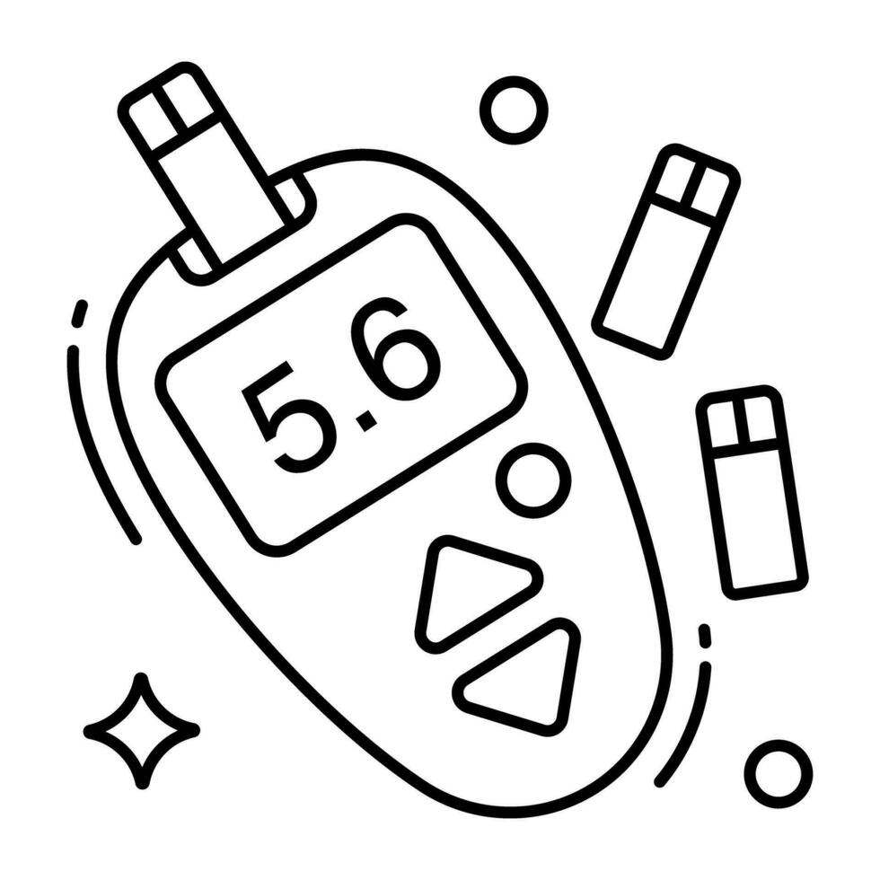 icône de machine de test de sucre, conception plate de glucomètre vecteur