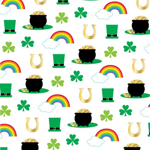 Pot de jour Saint Patricks avec motif arc-en-or vecteur