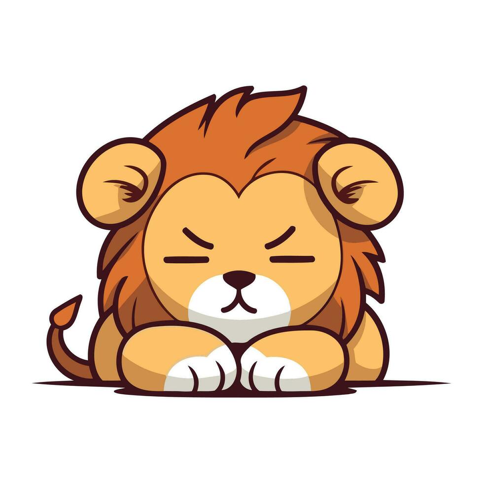 mignonne dessin animé lion. vecteur illustration isolé sur une blanc Contexte.