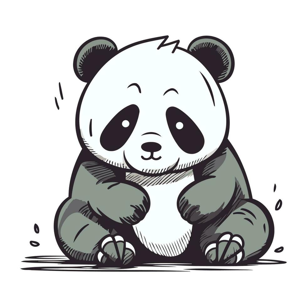 mignonne Panda dessin animé vecteur illustration. main tiré Panda vecteur illustration.