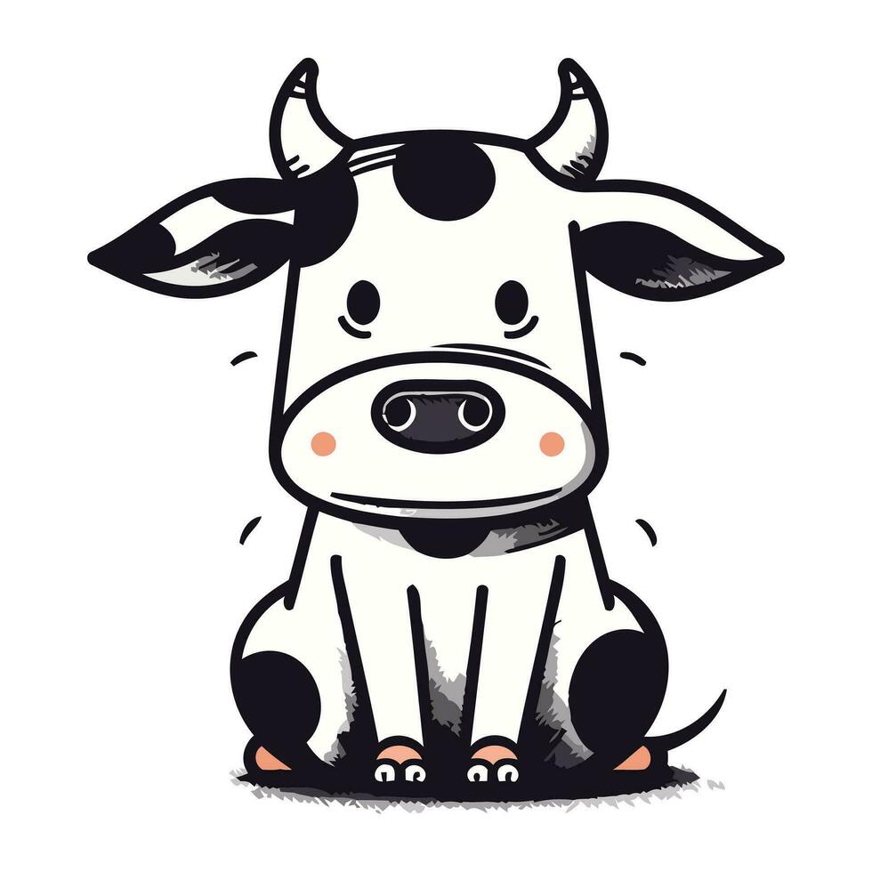mignonne dessin animé vache isolé sur une blanc Contexte. vecteur illustration.