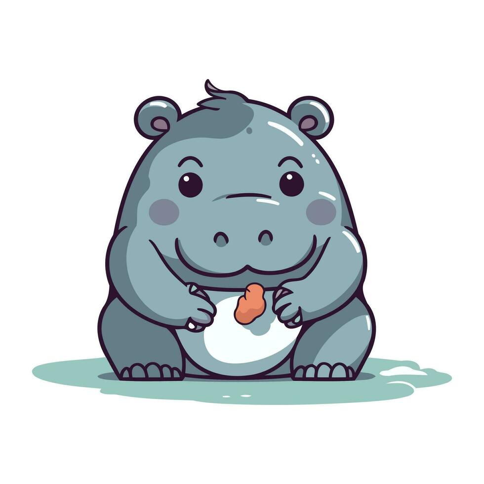 mignonne dessin animé hippopotame. vecteur illustration. isolé sur blanc Contexte.