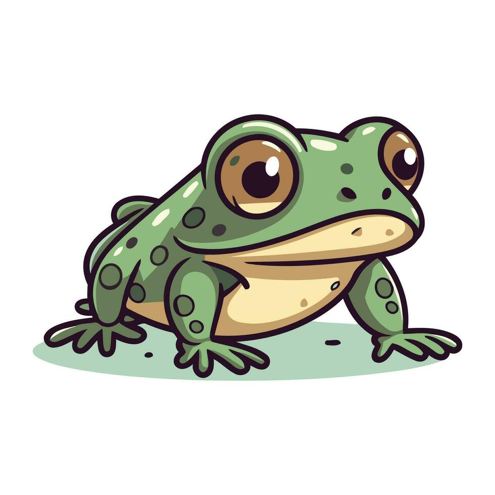 mignonne dessin animé grenouille isolé sur blanc Contexte. vecteur Stock illustration.