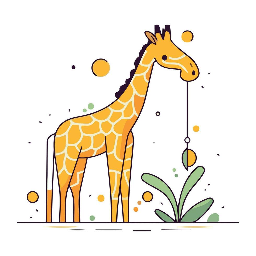 girafe. mignonne dessin animé animal. vecteur illustration. plat conception.