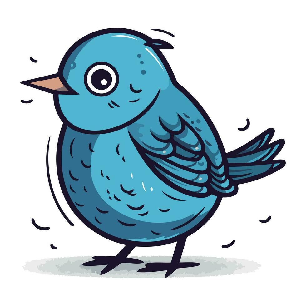 mignonne dessin animé bleu oiseau. vecteur illustration isolé sur blanc Contexte.