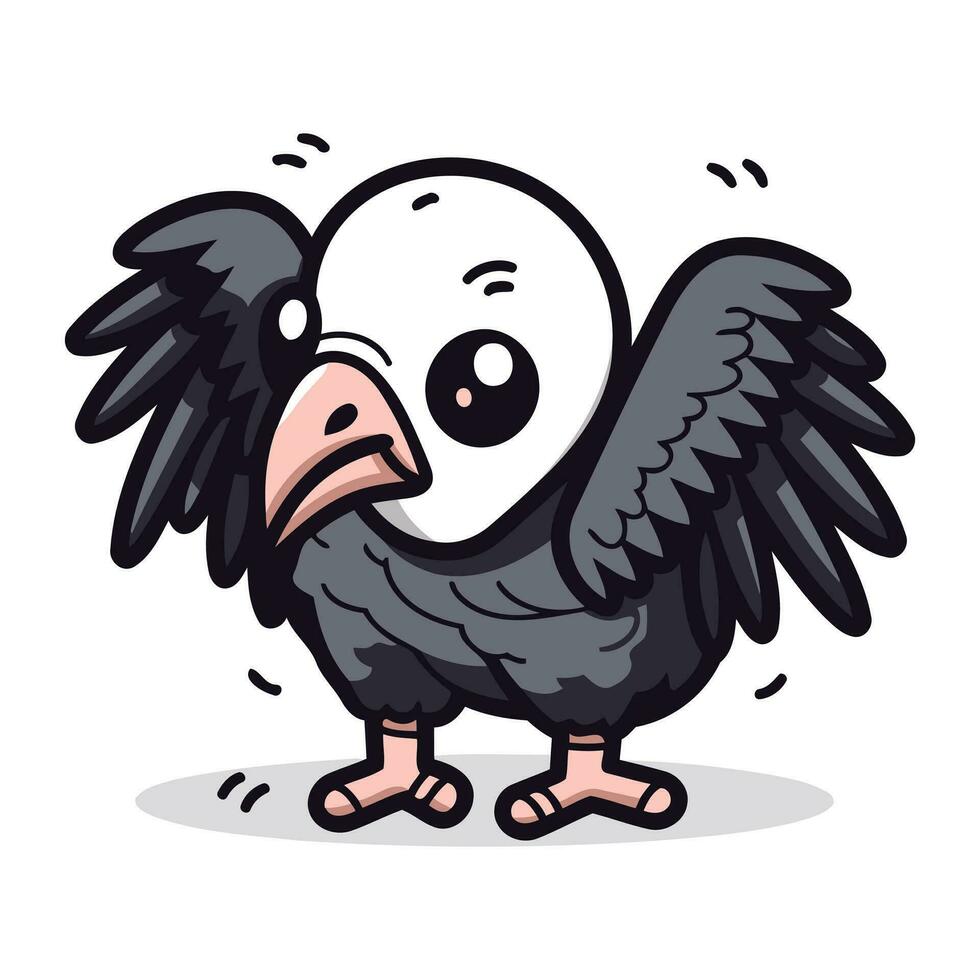 mignonne dessin animé vautour oiseau personnage vecteur illustration. eps10