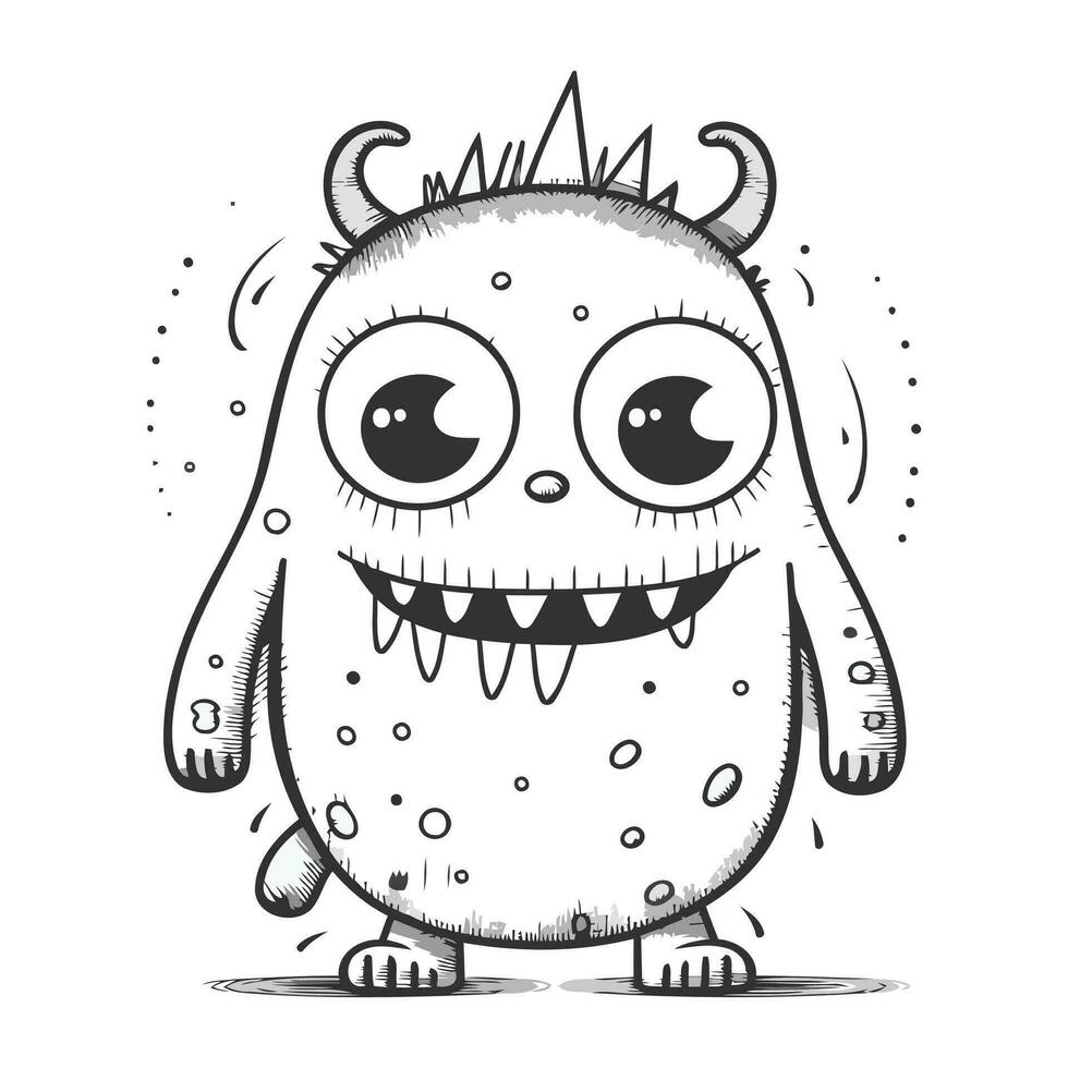 marrant dessin animé monstre. vecteur illustration de une monstre avec gros yeux.