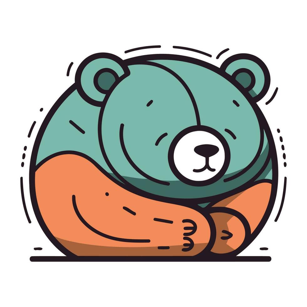 mignonne dessin animé ours en train de dormir dans une hamac. vecteur illustration.