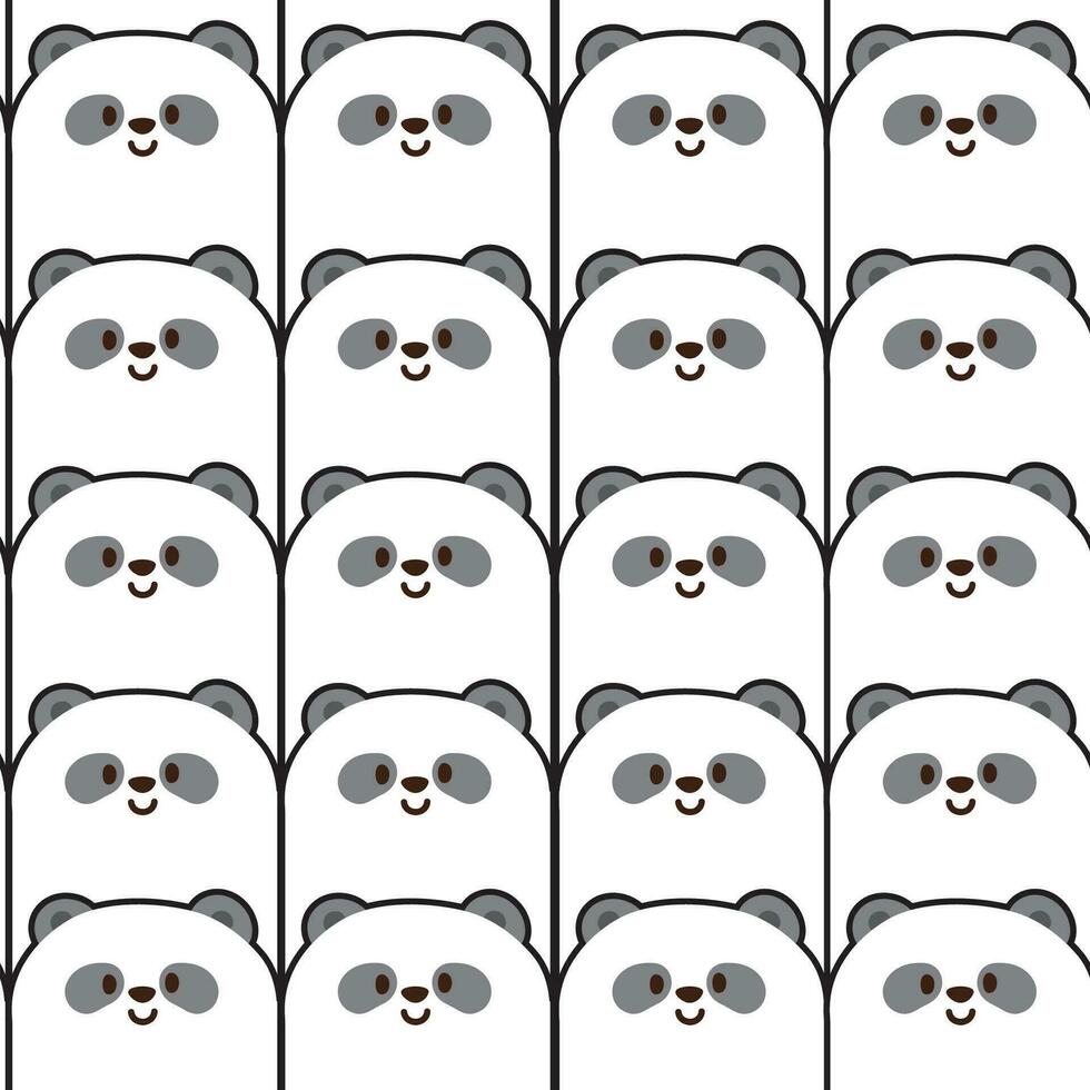 répéter.sans couture modèle de mignonne Panda visage fond.ours personnage dessin animé design.chinois animal zoo.image pour carte, affiche, bébé vêtements.kawaii.vector.illustration. vecteur