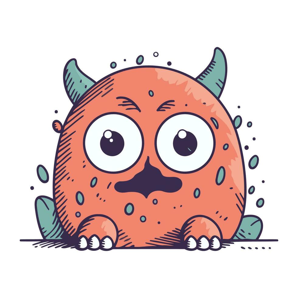 dessin animé monstre. vecteur illustration de une monstre avec yeux et bouche.