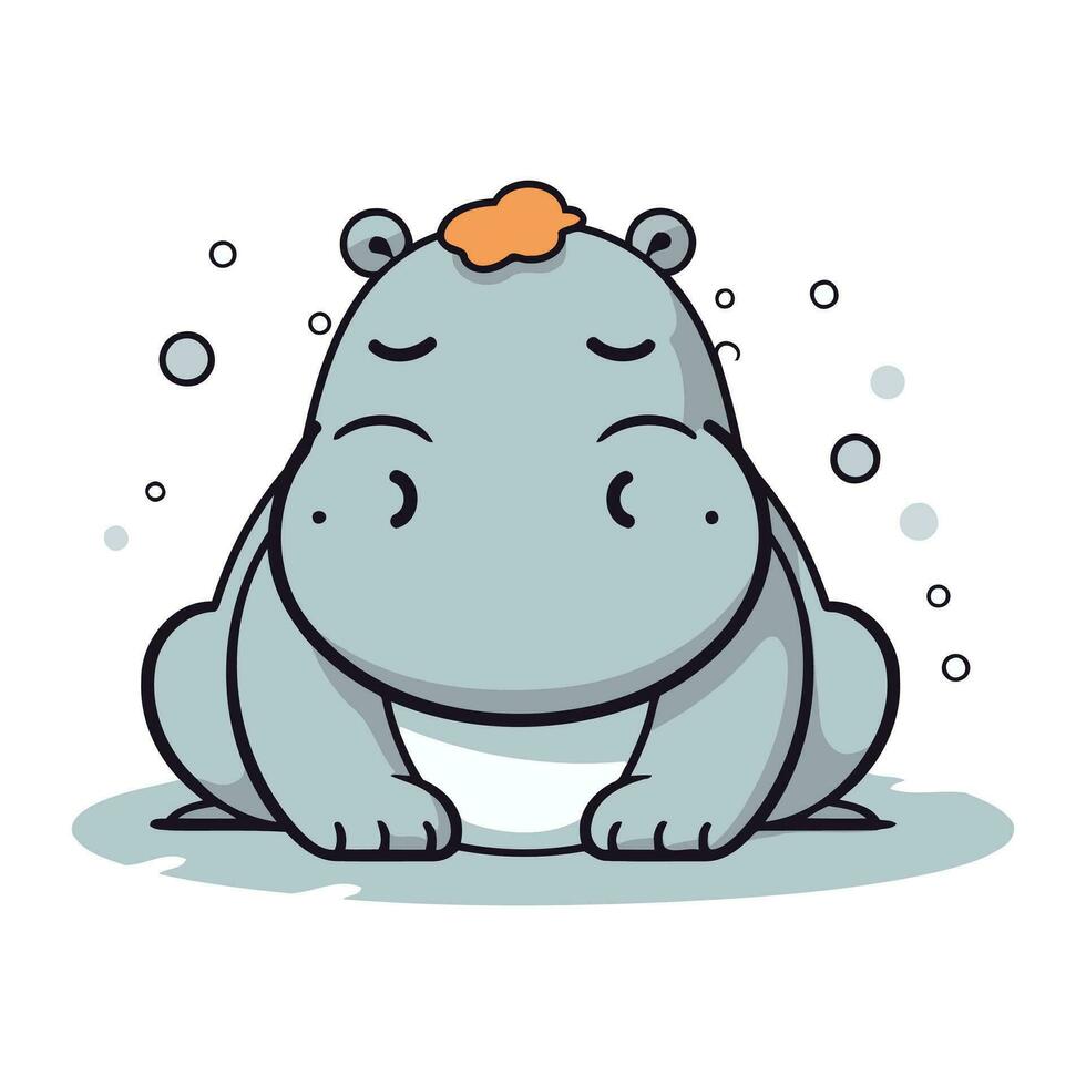 mignonne hippopotame vecteur illustration. dessin animé style. vecteur illustration.