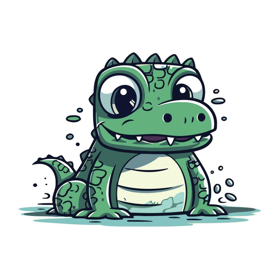 mignonne dessin animé crocodile. vecteur illustration de une marrant crocodile.