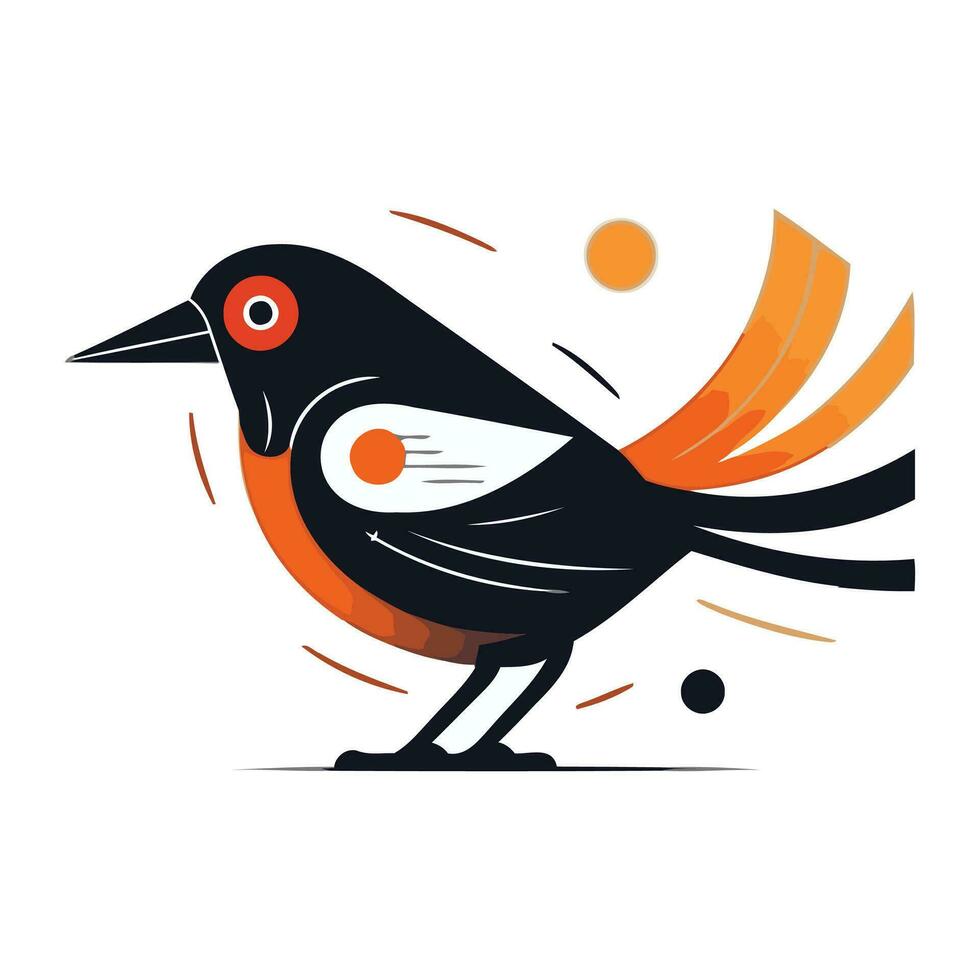 corbeau vecteur logo conception modèle. noir et Orange oiseau illustration.