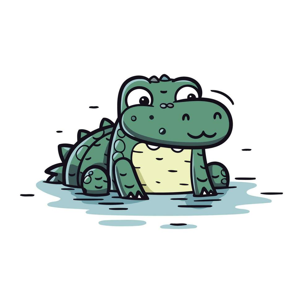 mignonne dessin animé crocodile. vecteur illustration de une mignonne crocodile.