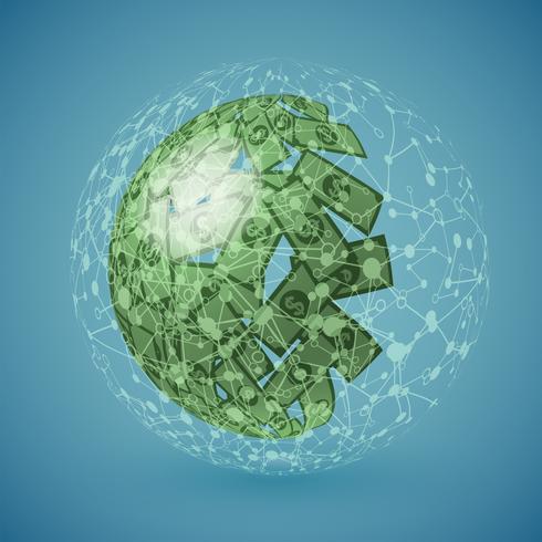 Globe vert en argent, illustration vectorielle vecteur