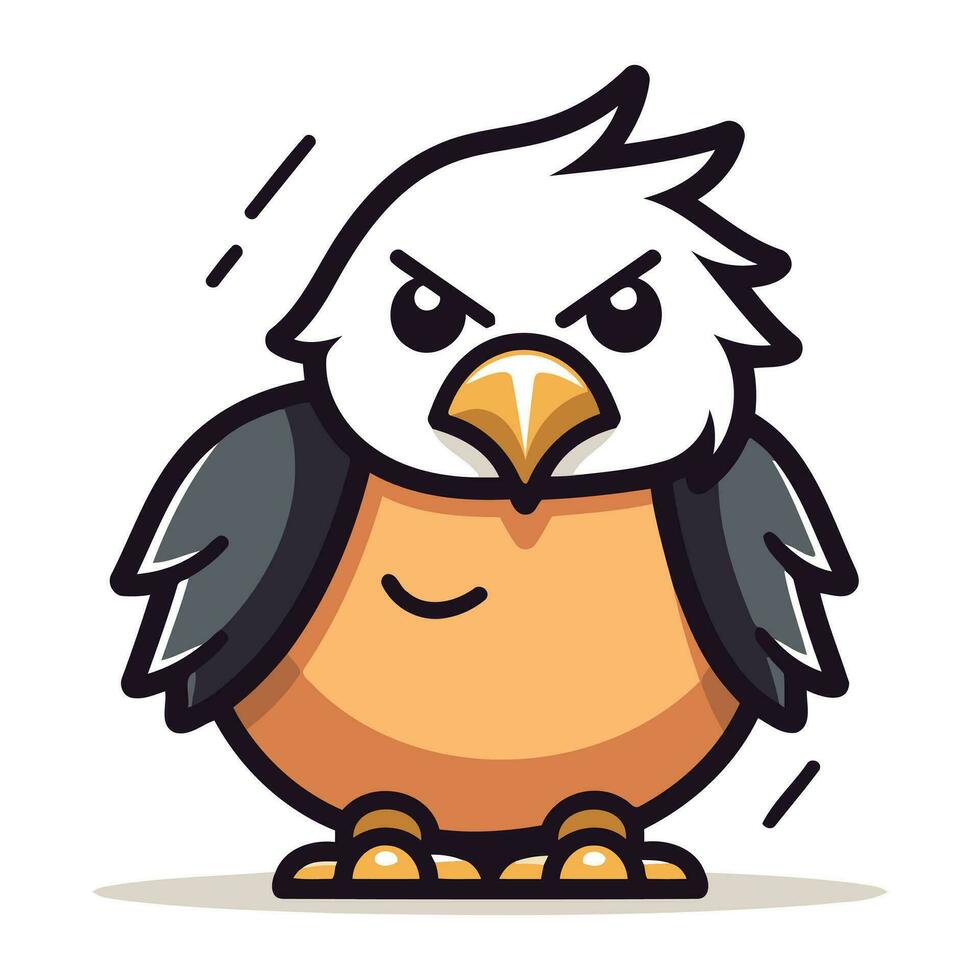 Aigle oiseau dessin animé mascotte personnage isolé vecteur illustration