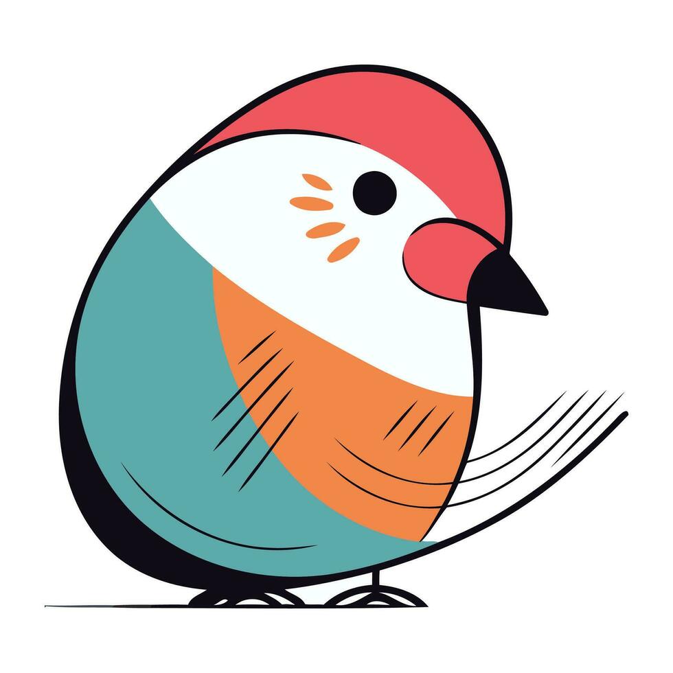 vecteur illustration de une mignonne dessin animé oiseau sur une blanc Contexte. plat style.