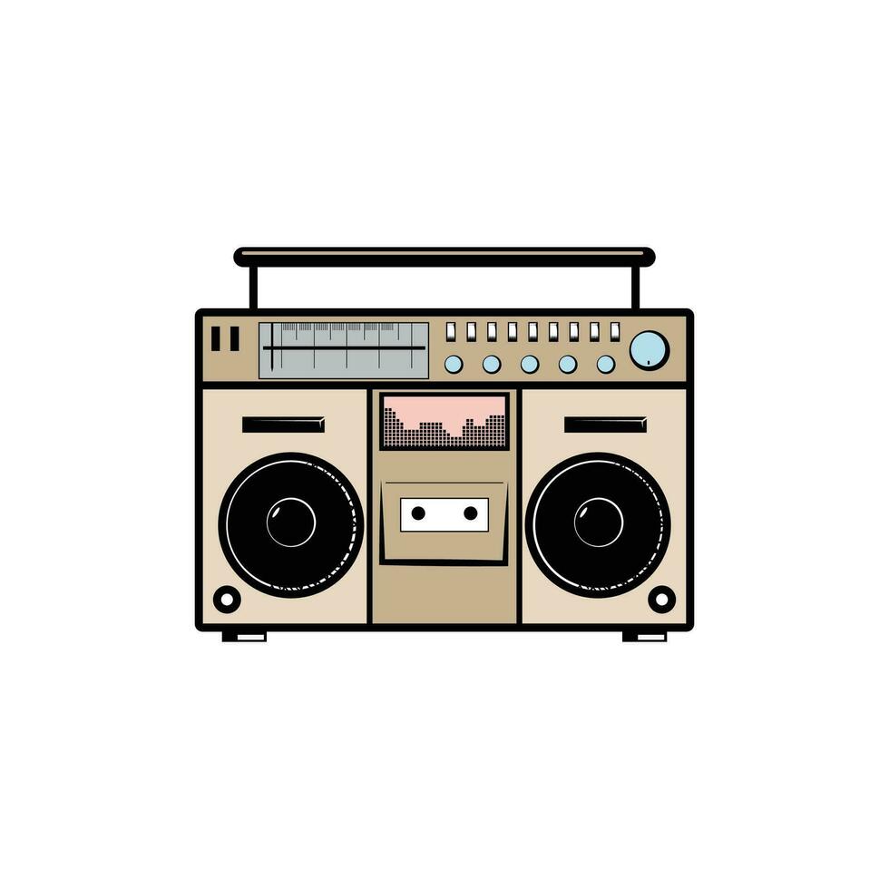 rétro ancien portable stéréo boombox radio cassette enregistreur pour la musique du son illustration vecteur