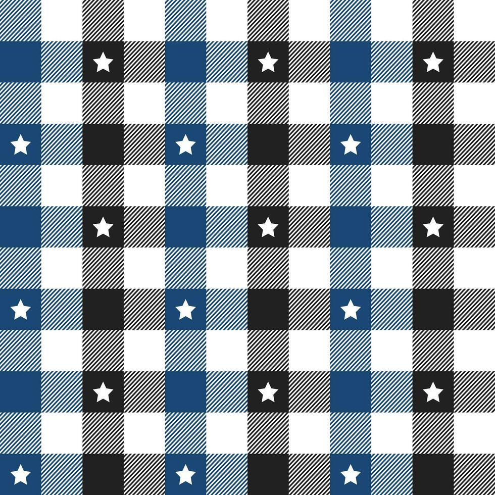 marine bleu et noir plaid modèle avec étoile Contexte. plaid modèle Contexte. plaid Contexte. sans couture modèle. pour toile de fond, décoration, cadeau emballage, vichy nappe de table, couverture, tartan. vecteur