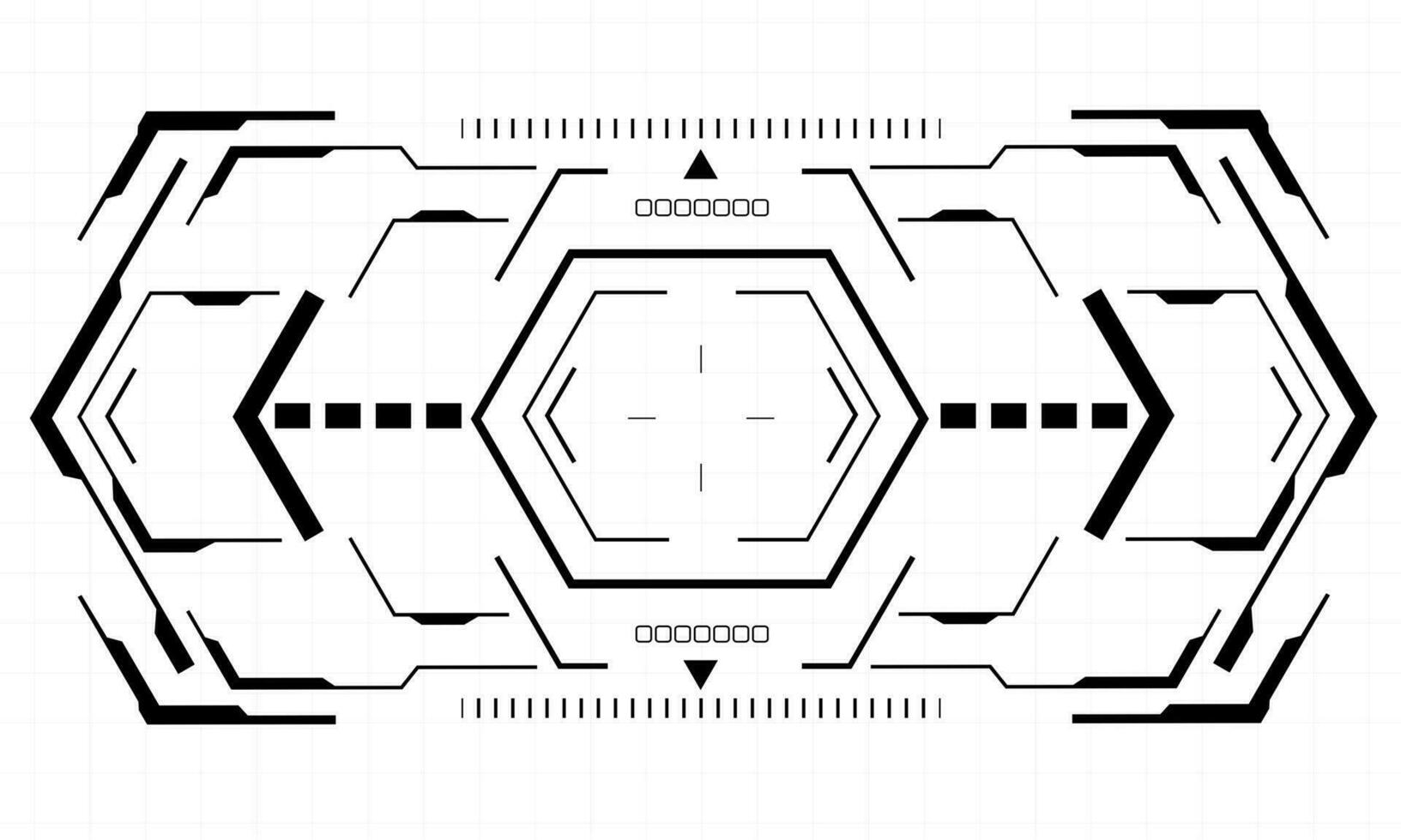 hud science-fiction hexagone interface écran vue noir géométrique conception virtuel réalité futuriste La technologie Créatif afficher sur blanc vecteur