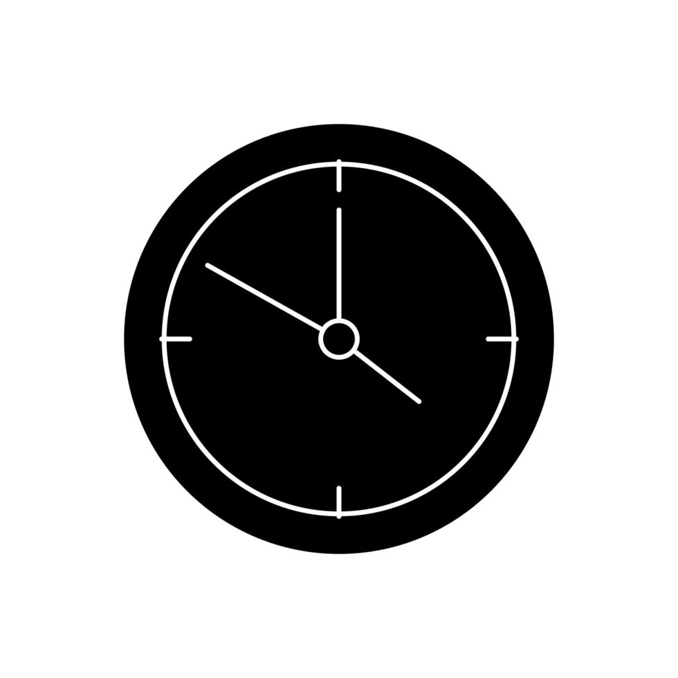 silhouette de l'horloge murale temps icône isolé vecteur