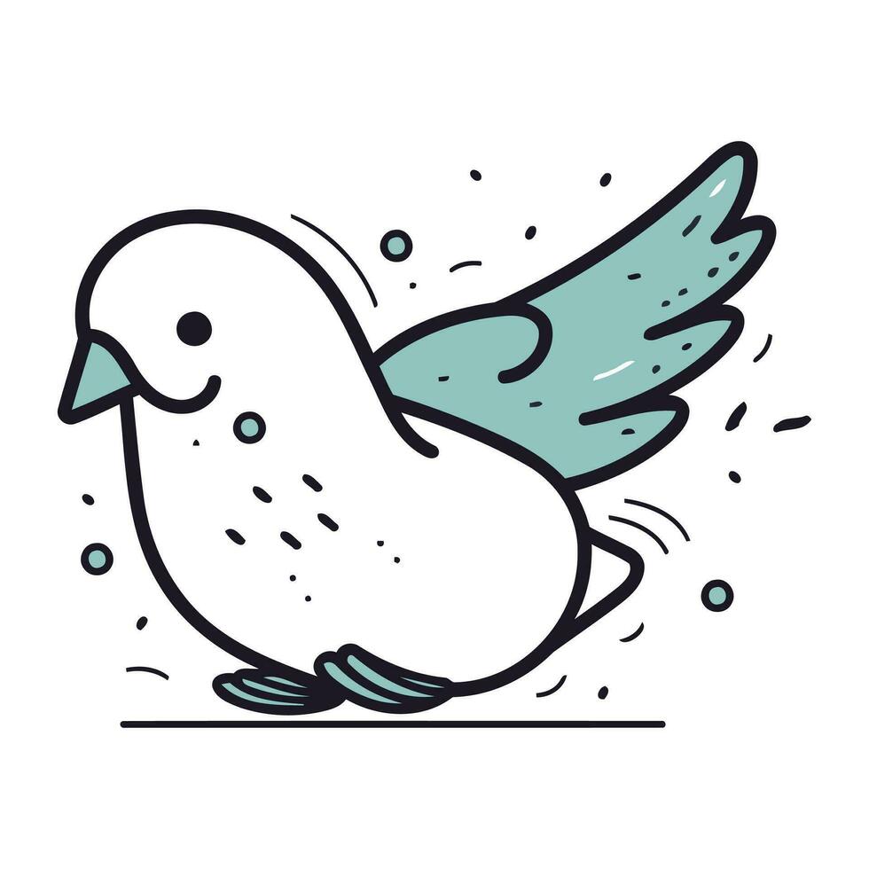 Pigeon griffonnage vecteur illustration. mignonne dessin animé oiseau.