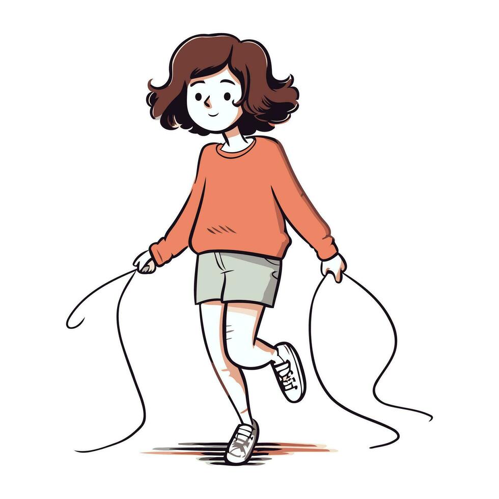 illustration de une adolescent fille sauter sur une corde vecteur