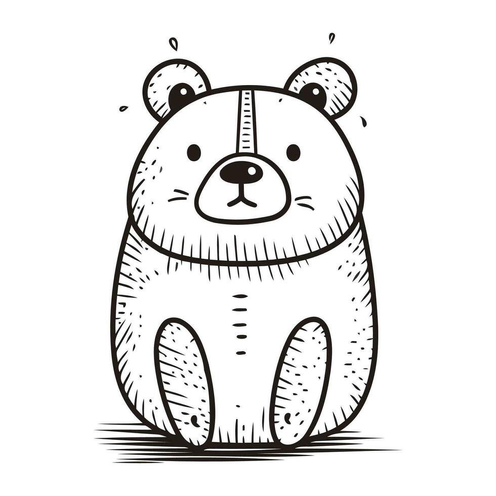 mignonne dessin animé ours dans griffonnage style. vecteur illustration.