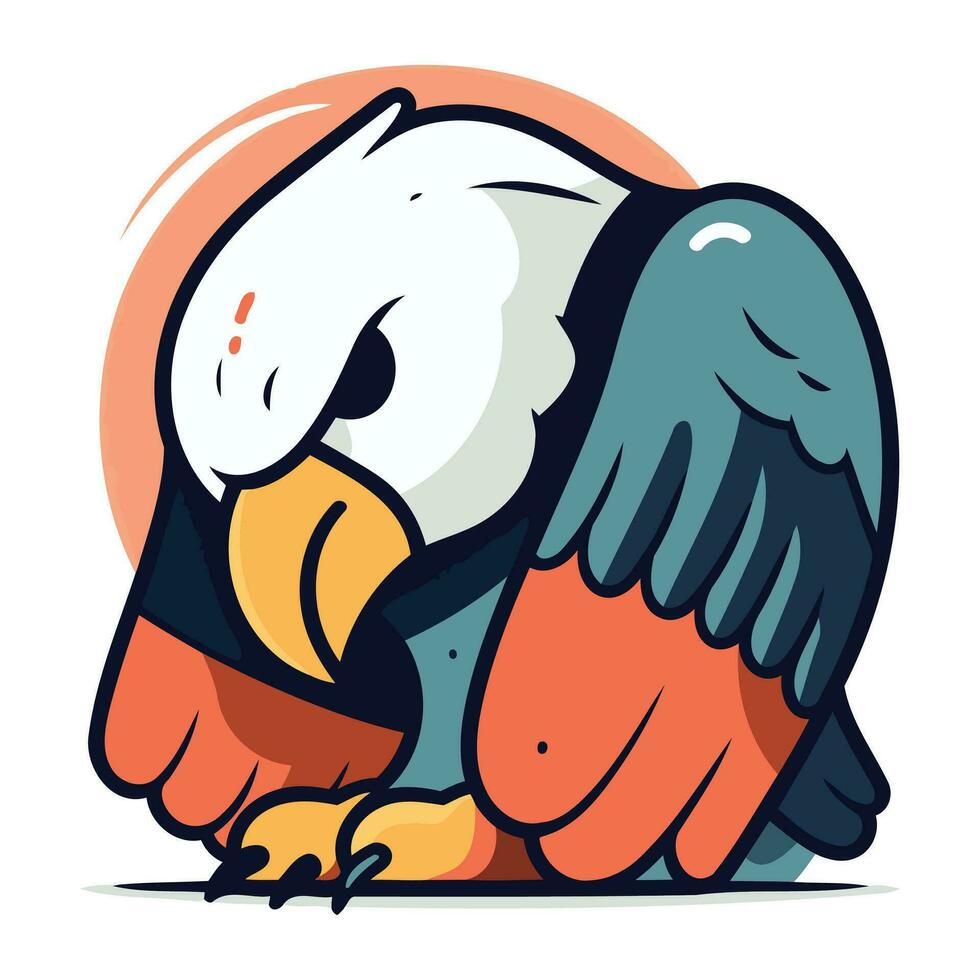 illustration de un américain chauve Aigle dans dessin animé style sur blanc Contexte vecteur