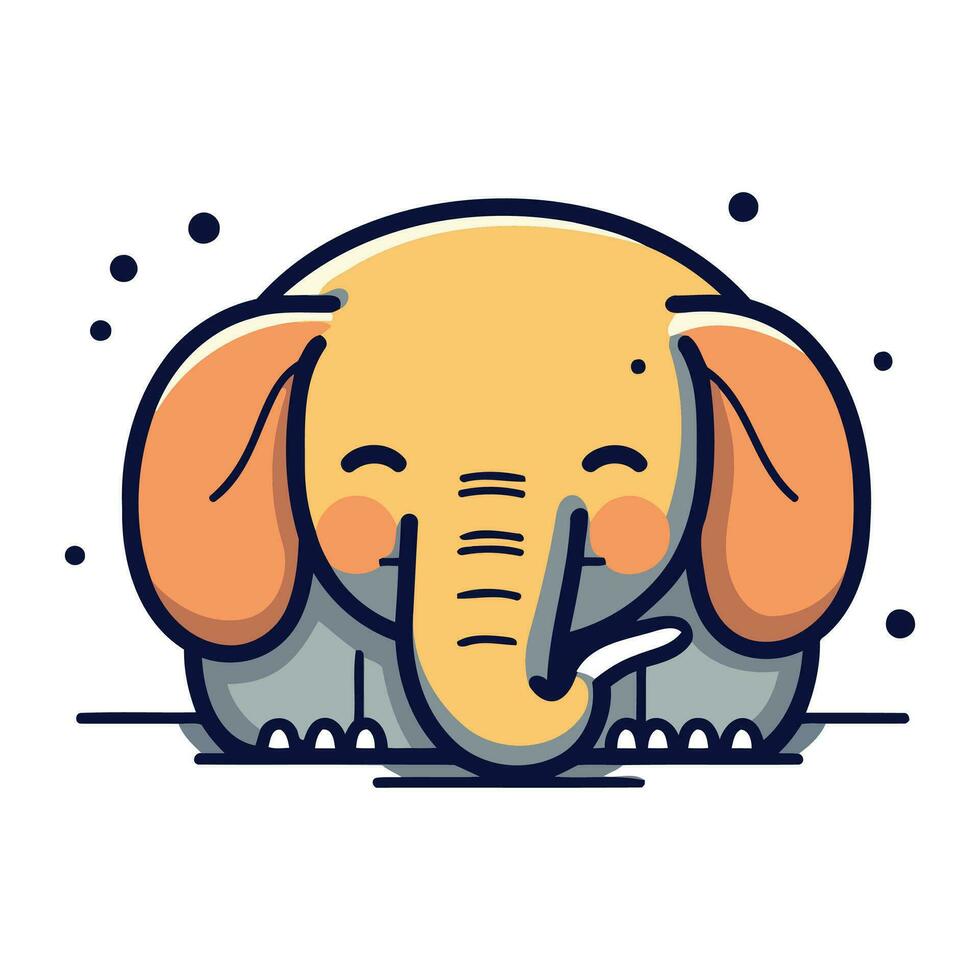 mignonne dessin animé l'éléphant sur blanc Contexte. vecteur illustration dans plat style.