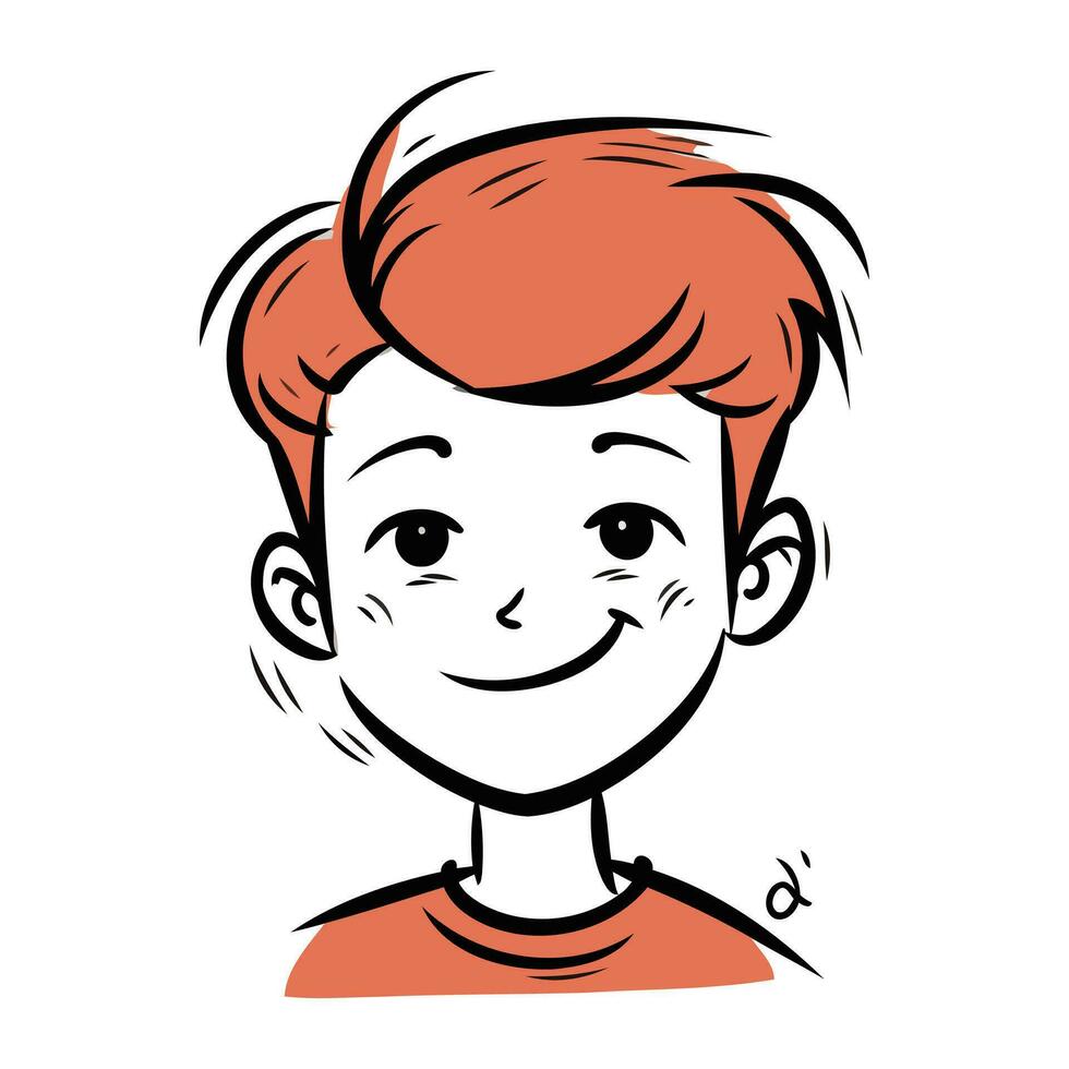 mignonne dessin animé garçon. vecteur illustration de une garçon avec rouge cheveux.