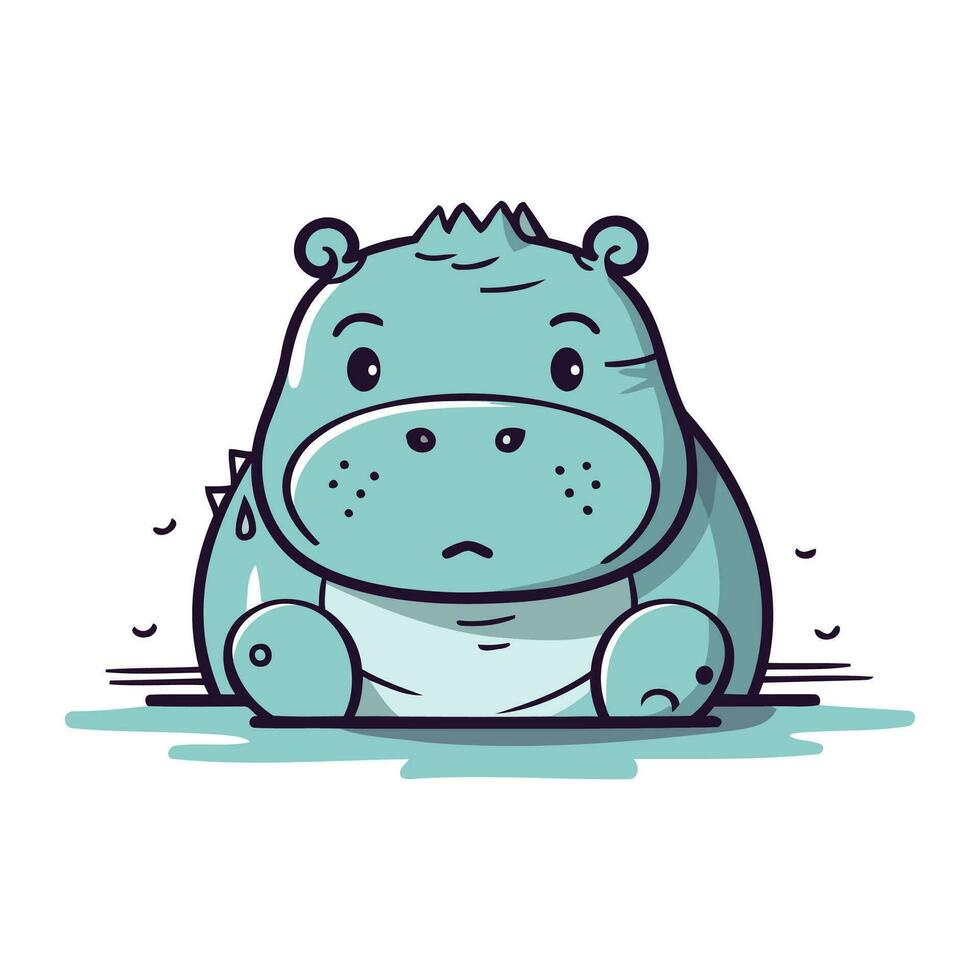 mignonne hippopotame. vecteur illustration de une dessin animé hippopotame.